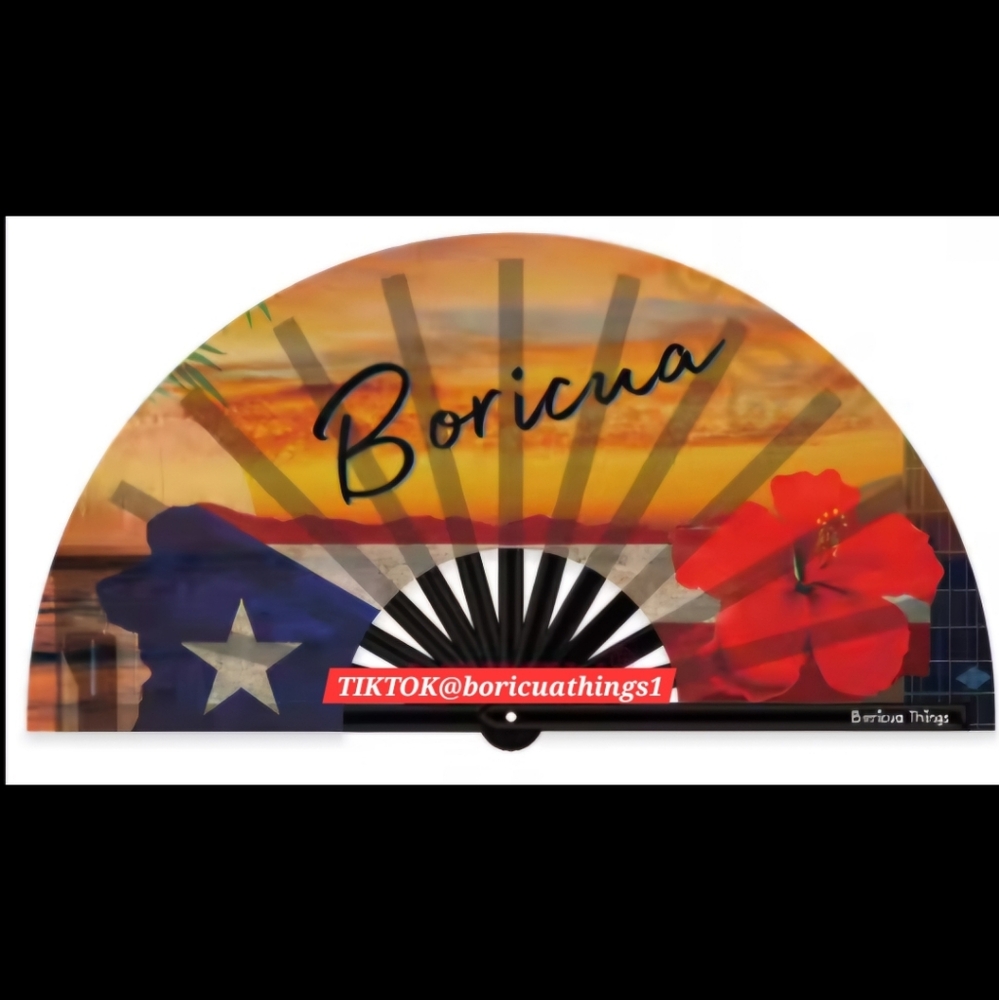Boricua Hand Fan with Puerto Rican Flag Design